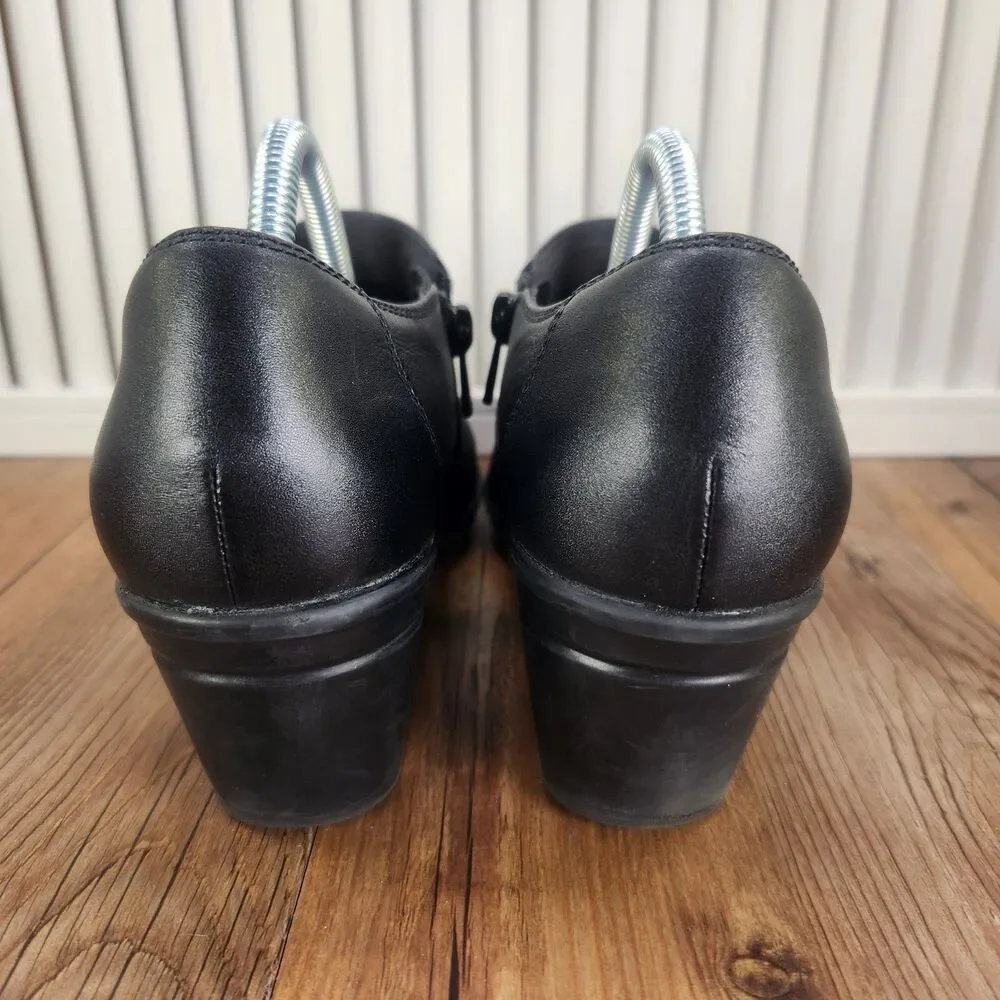 Clarks Emslie Warren Loafer Women 7.5 M Black Leather Modern Biker Low Top Shoes